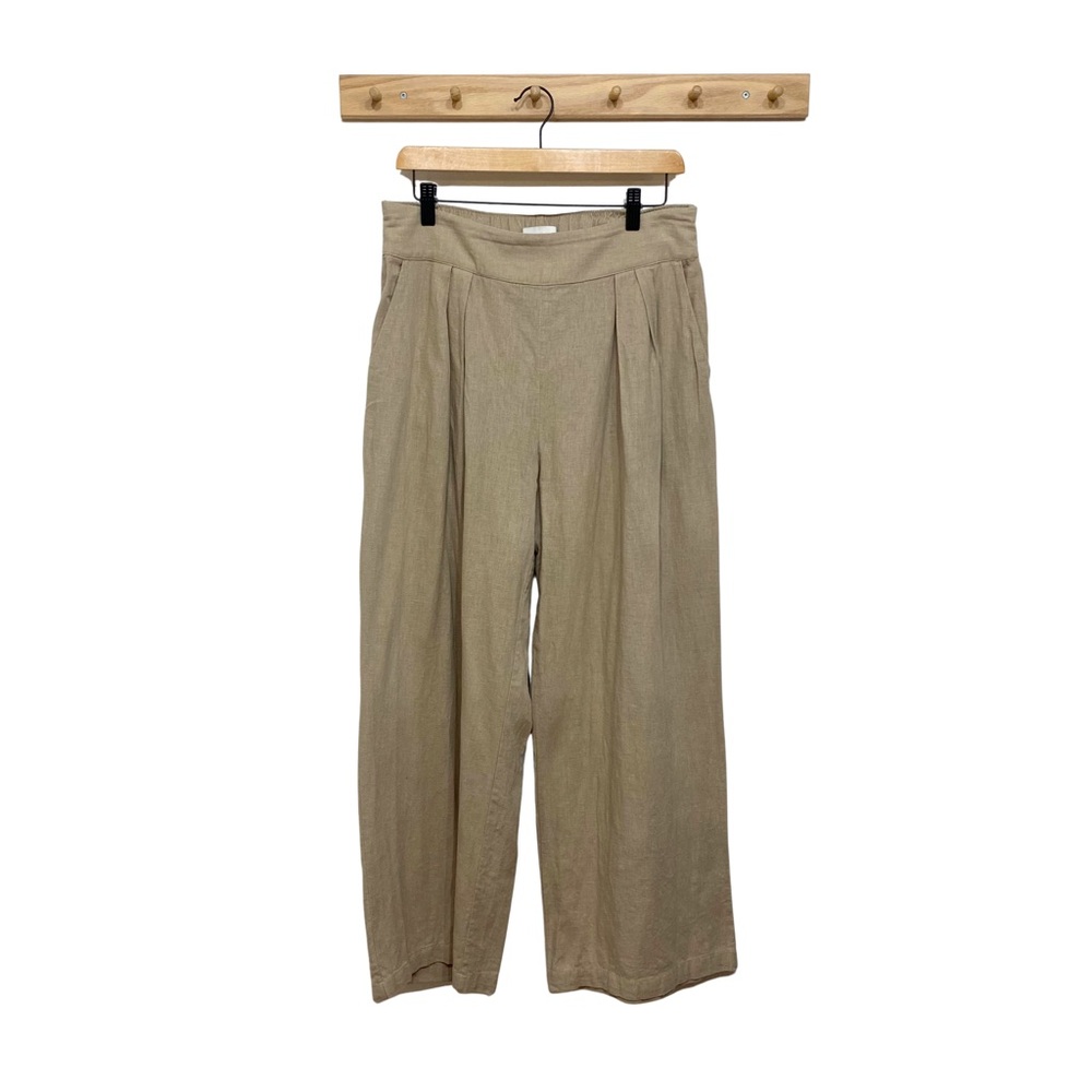 Abercrombie & Fitch | Linen & Cotton Beige Textured Wide Leg Pants